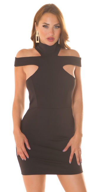 KouCla mini dress with Collar & Cut outs Black